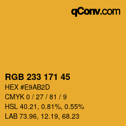Code couleur: RGB 233 171 45 | qconv.com