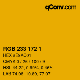 Color code: RGB 233 172 1 | qconv.com