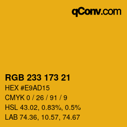 Color code: RGB 233 173 21 | qconv.com