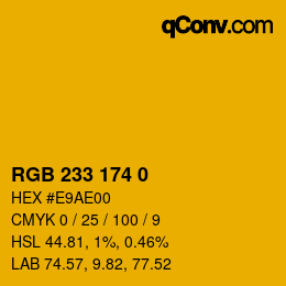 Color code: RGB 233 174 0 | qconv.com