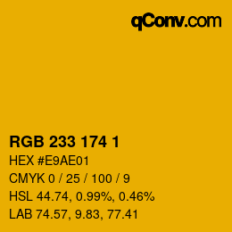 Color code: RGB 233 174 1 | qconv.com
