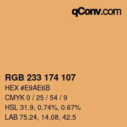 Color code: RGB 233 174 107 | qconv.com