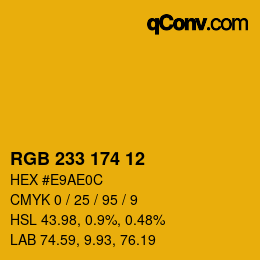 Color code: RGB 233 174 12 | qconv.com