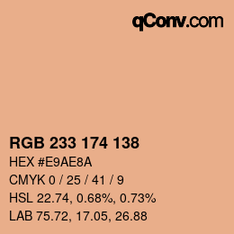 Color code: RGB 233 174 138 | qconv.com