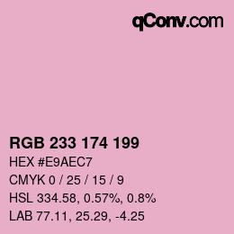 Color code: RGB 233 174 199 | qconv.com