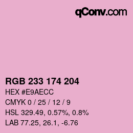 Color code: RGB 233 174 204 | qconv.com