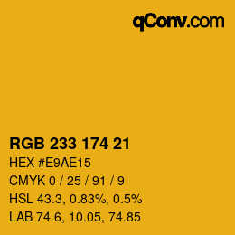 Color code: RGB 233 174 21 | qconv.com