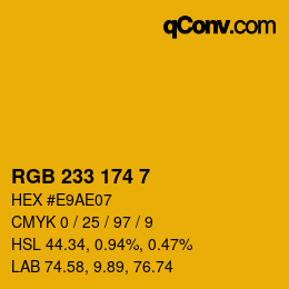 Color code: RGB 233 174 7 | qconv.com