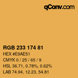 Color code: RGB 233 174 81 | qconv.com