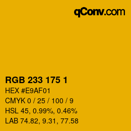 Color code: RGB 233 175 1 | qconv.com