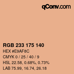 Color code: RGB 233 175 140 | qconv.com