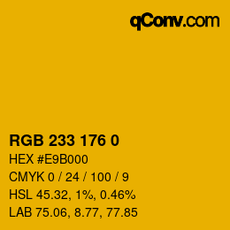 Color code: RGB 233 176 0 | qconv.com