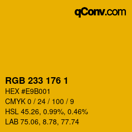 Color code: RGB 233 176 1 | qconv.com