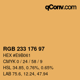 Color code: RGB 233 176 97 | qconv.com