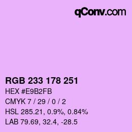 Color code: RGB 233 178 251 | qconv.com