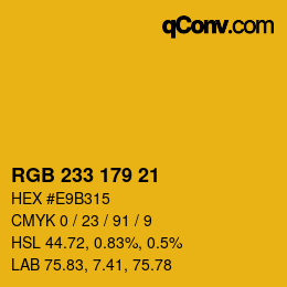 Color code: RGB 233 179 21 | qconv.com