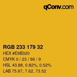 Color code: RGB 233 179 32 | qconv.com