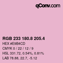 カラーコード: RGB 233 180.8 205.4 | qconv.com