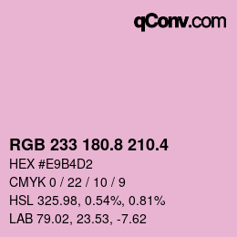 カラーコード: RGB 233 180.8 210.4 | qconv.com