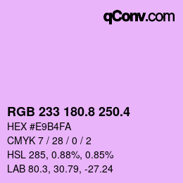 カラーコード: RGB 233 180.8 250.4 | qconv.com
