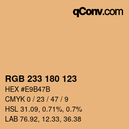 Color code: RGB 233 180 123 | qconv.com