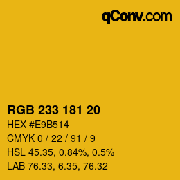 Color code: RGB 233 181 20 | qconv.com