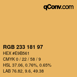 Color code: RGB 233 181 97 | qconv.com