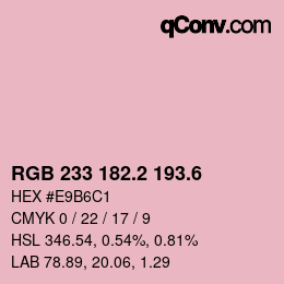 カラーコード: RGB 233 182.2 193.6 | qconv.com