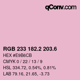 カラーコード: RGB 233 182.2 203.6 | qconv.com