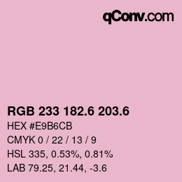 カラーコード: RGB 233 182.6 203.6 | qconv.com