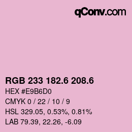 カラーコード: RGB 233 182.6 208.6 | qconv.com