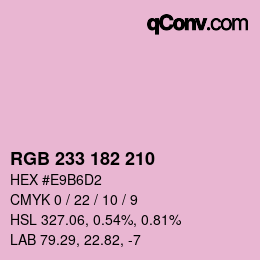 Color code: RGB 233 182 210 | qconv.com