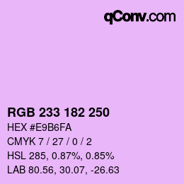 Color code: RGB 233 182 250 | qconv.com