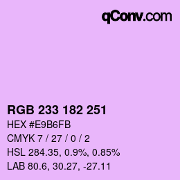 Color code: RGB 233 182 251 | qconv.com