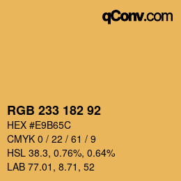 Color code: RGB 233 182 92 | qconv.com