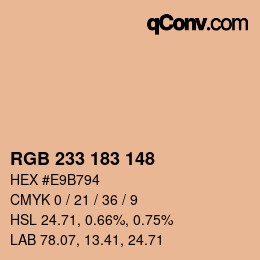 Color code: RGB 233 183 148 | qconv.com