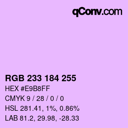 Color code: RGB 233 184 255 | qconv.com