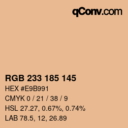 Color code: RGB 233 185 145 | qconv.com