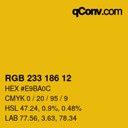 Color code: RGB 233 186 12 | qconv.com