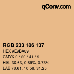 Color code: RGB 233 186 137 | qconv.com