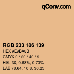 Color code: RGB 233 186 139 | qconv.com