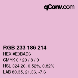 Color code: RGB 233 186 214 | qconv.com