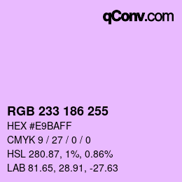 Código de color: RGB 233 186 255 | qconv.com