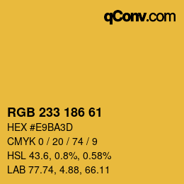 Color code: RGB 233 186 61 | qconv.com