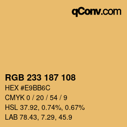 Color code: RGB 233 187 108 | qconv.com