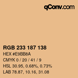 Color code: RGB 233 187 138 | qconv.com