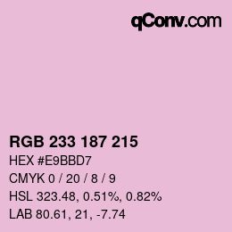 Color code: RGB 233 187 215 | qconv.com