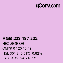 Color code: RGB 233 187 232 | qconv.com
