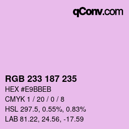 Color code: RGB 233 187 235 | qconv.com