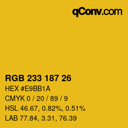 Color code: RGB 233 187 26 | qconv.com